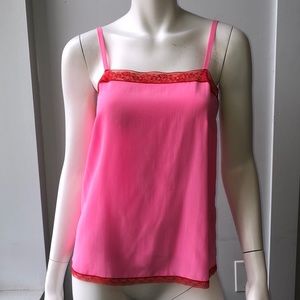 Zadig & Voltaire- Hot Pink and Red Lace Silk Tank